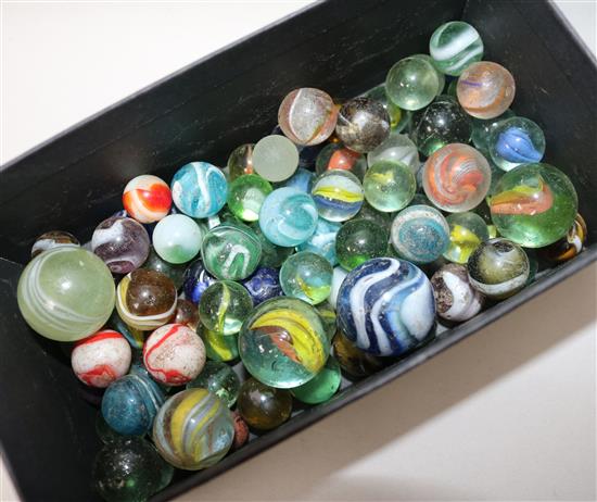 A collection of glass marbles